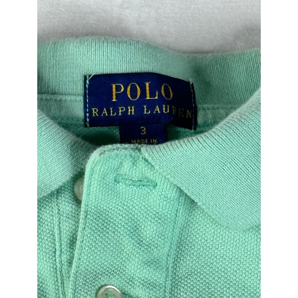 Polo Ralph Lauren Kids Mint Green Short‎ Sleeve Pique Polo Shirt Size 3 Toddler